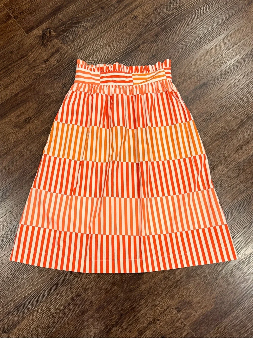 Who What Wear Striped Cotton Tie Waist Button Front Skirt size Medium